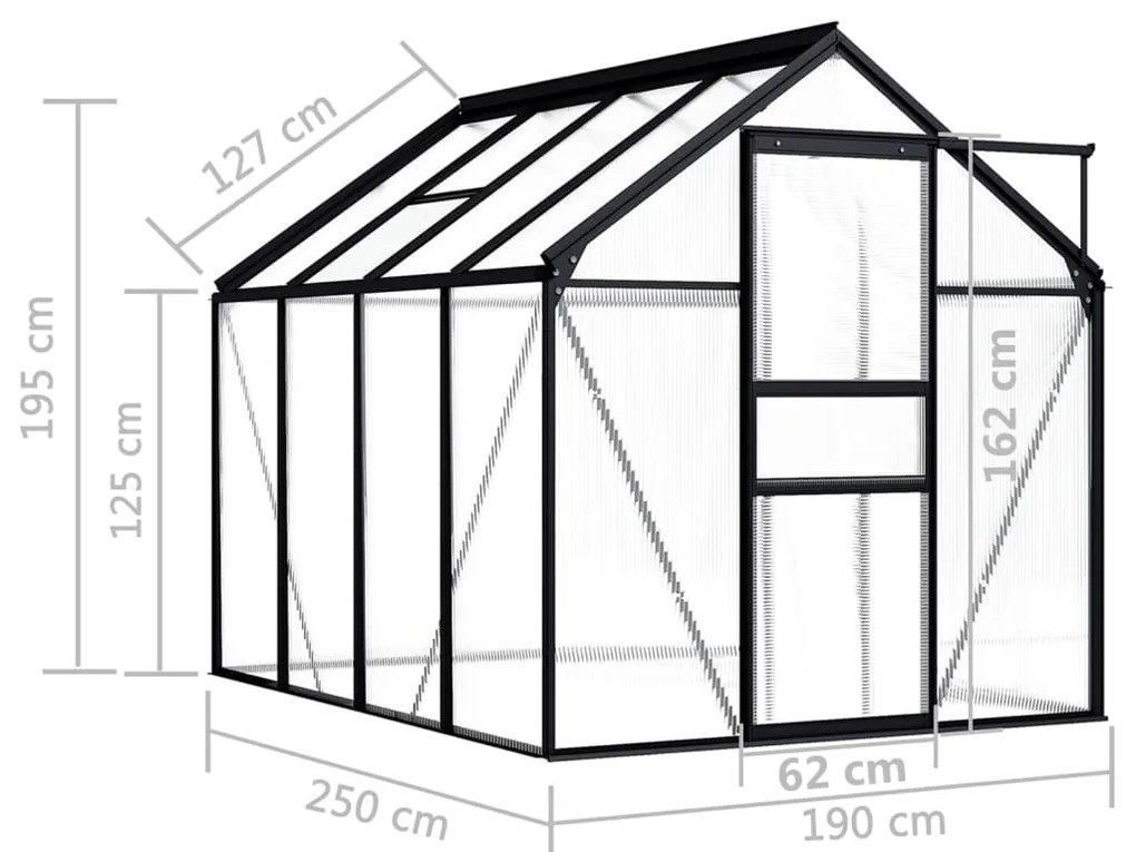 Estufa 4,75 m² alumínio antracite