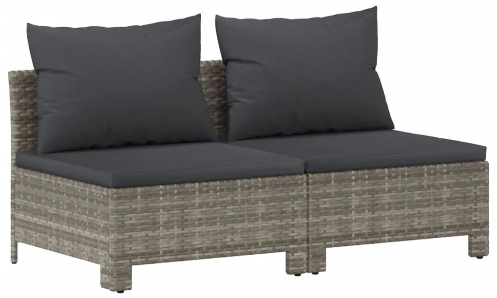 7 pcs conjunto lounge de jardim c/ almofadões vime PE cinzento