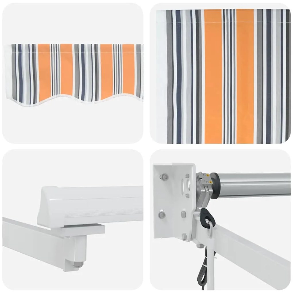 Toldo Retrátil Automático Listrado Multicolorido 400x300 cm