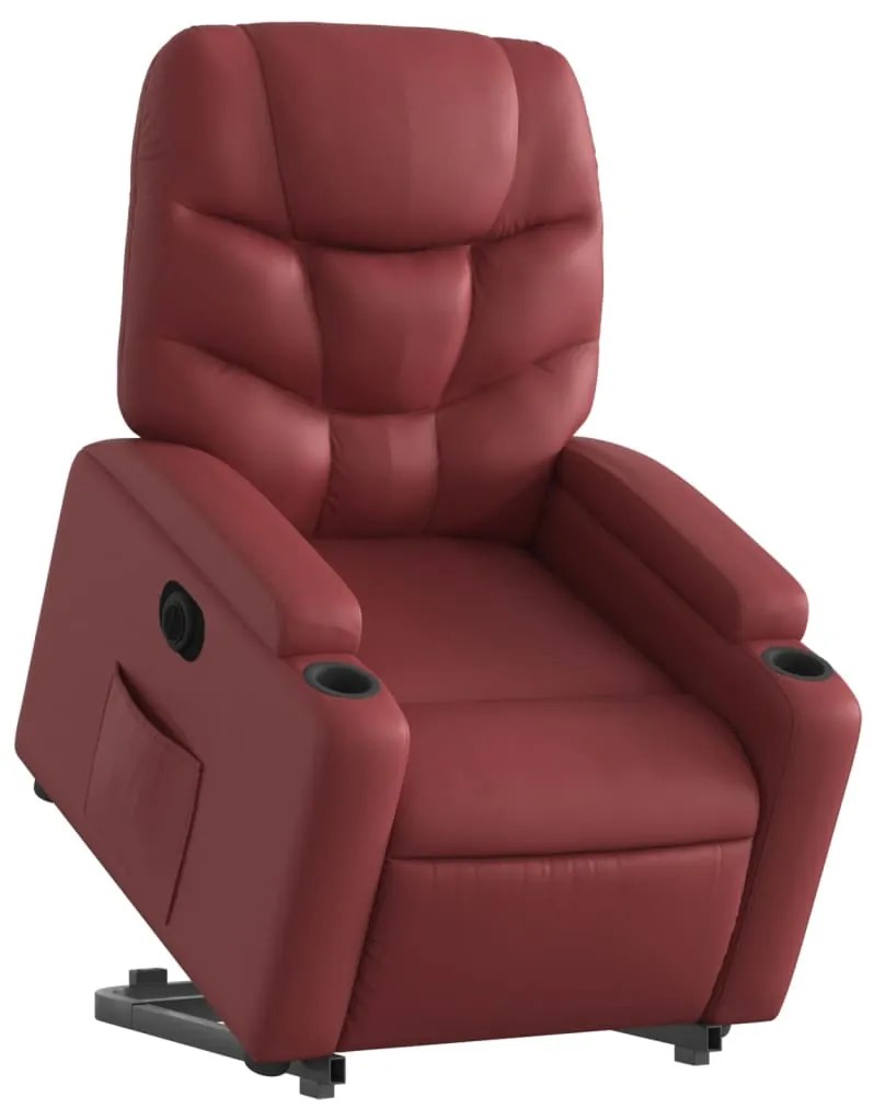 Poltrona reclin. elevatória elétrica couro artif vermelho-tinto
