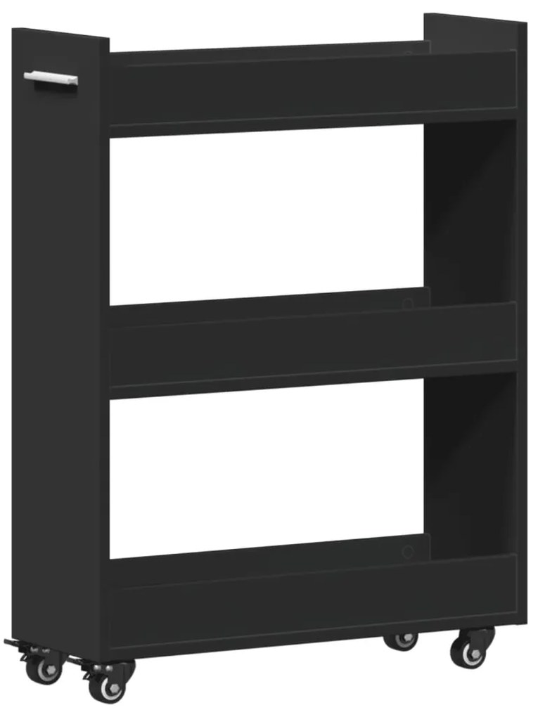 Armário com rodas 60x22x79 cm derivados de madeira preto