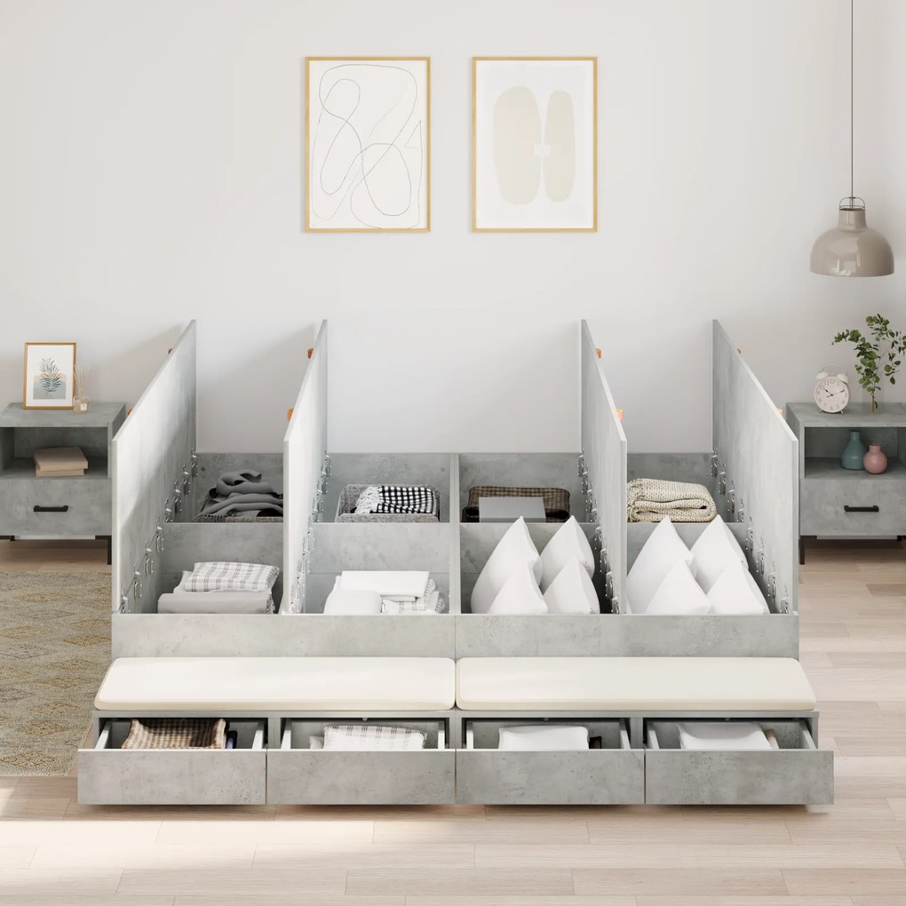 vidaXL Estrado de Cama Cinzento Concreto 180x200 cm