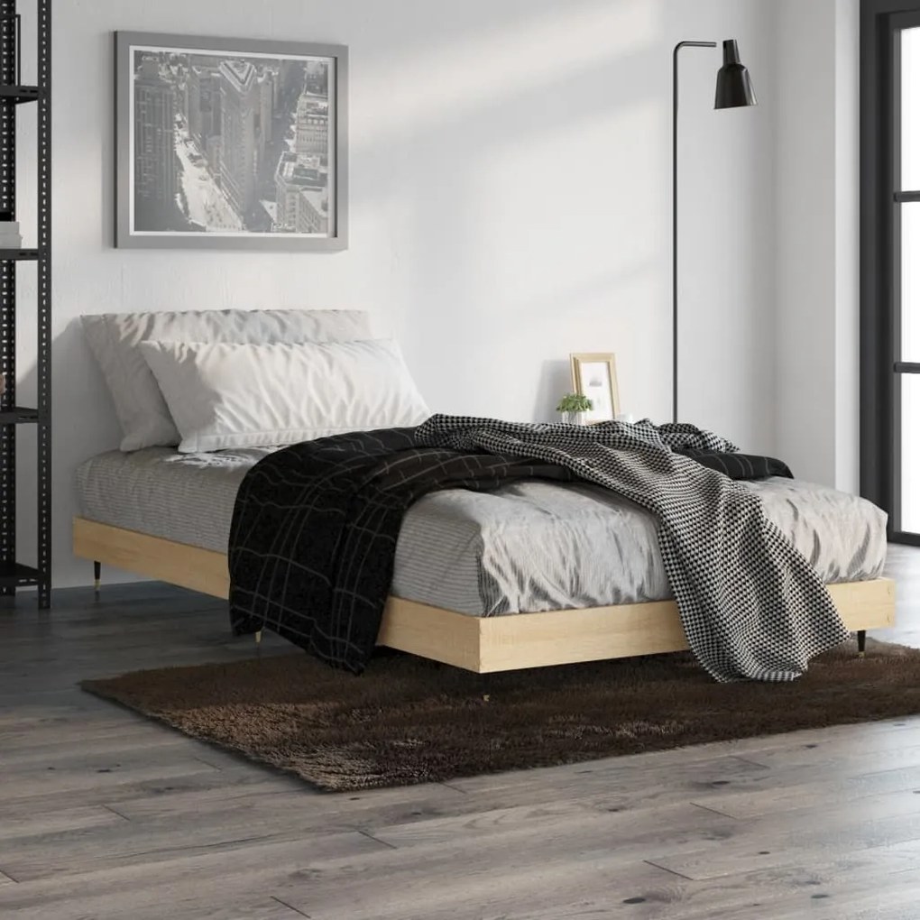 832168 vidaXL Estrutura de cama 90x200cm derivados de madeira carvalho sonoma
