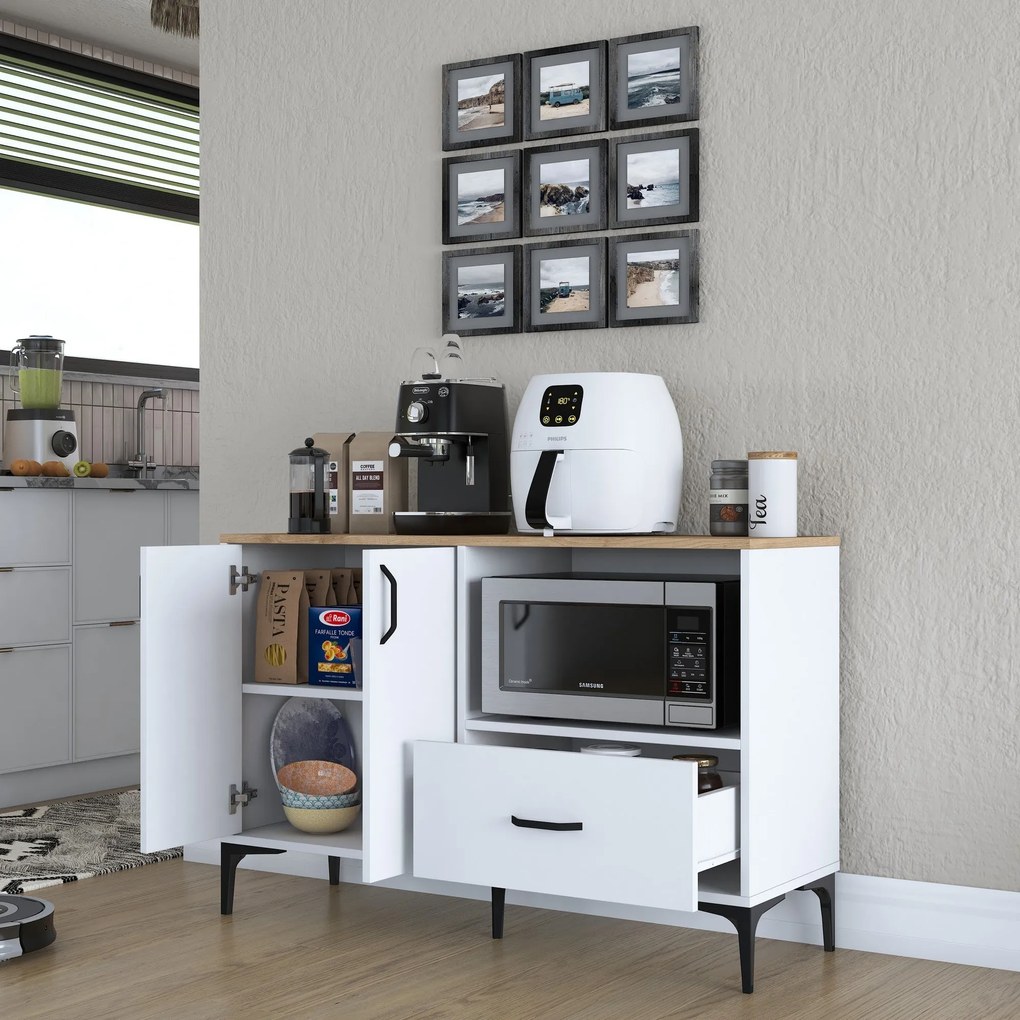 Armário Multiusos JE161 – Branco Nogueira – 120x78,6x40 cm