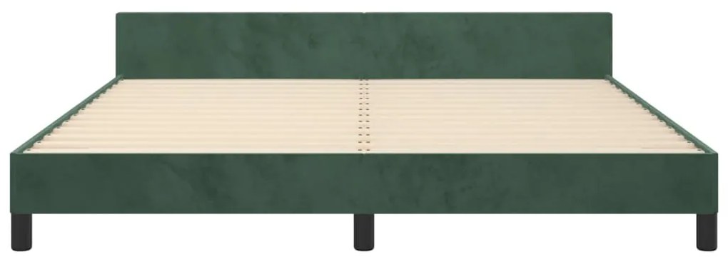 Estrutura de cama c/ cabeceira 180x200 cm veludo verde-escuro