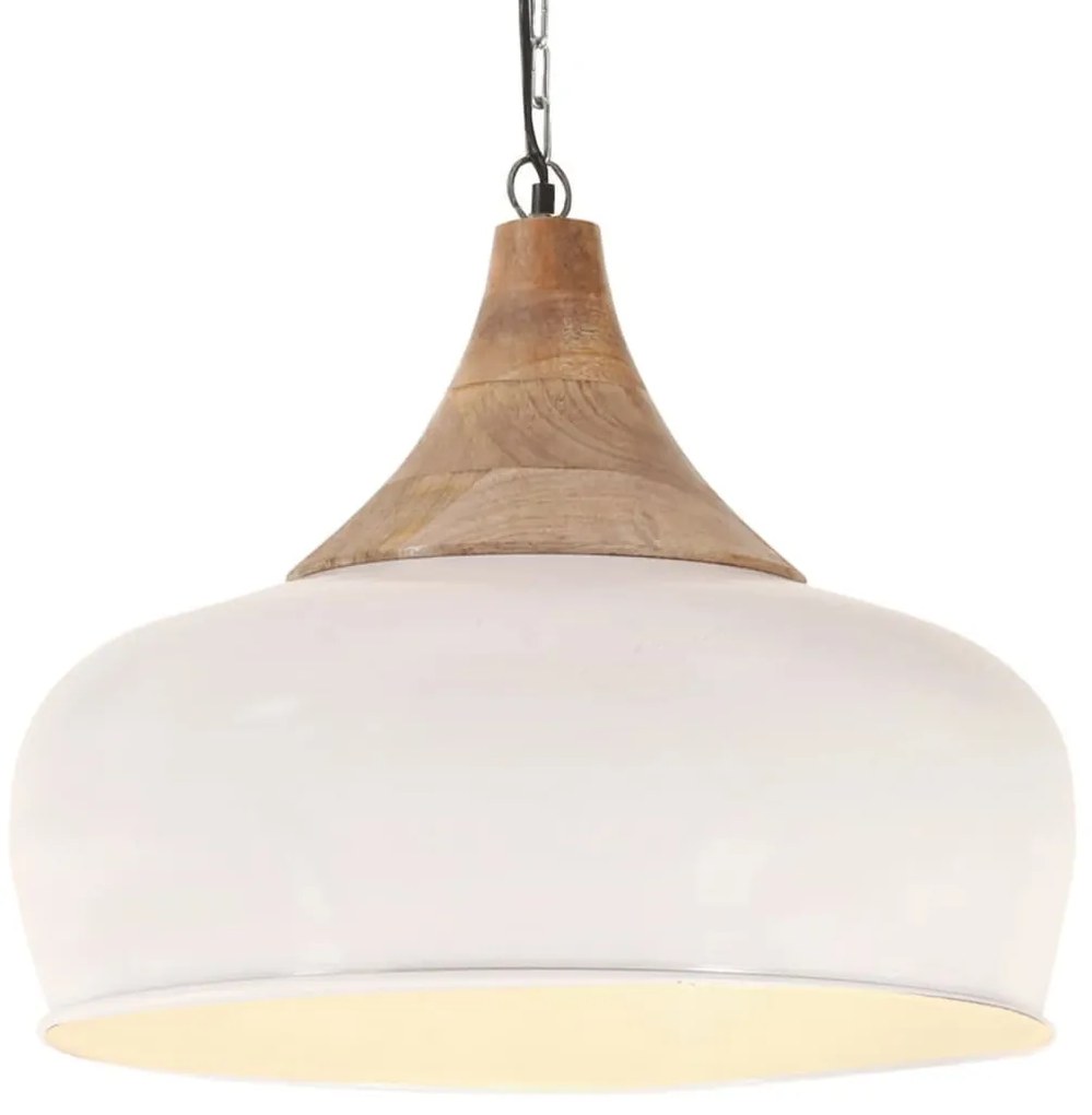 vidaXL Candeeiro teto industrial 45cm E27 ferro branco/madeira maciça