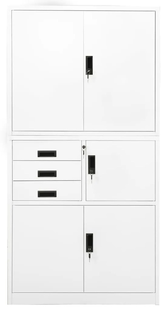 Armário de escritório 90x40x180 cm aço branco