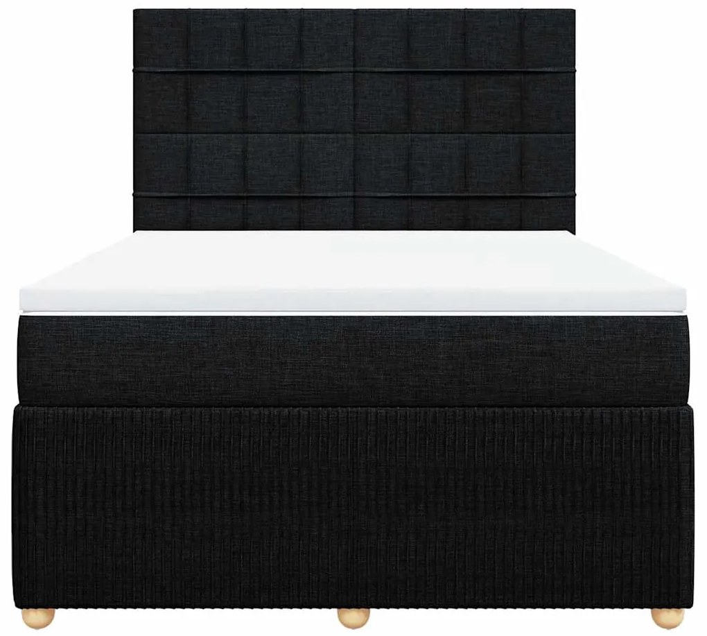 Cama com molas/colchão 160x200 cm tecido preto
