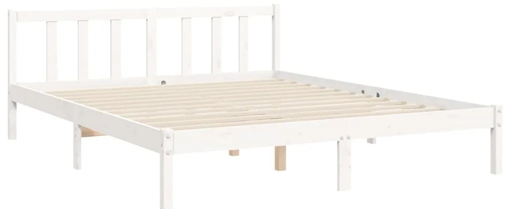 Cama sem colchão 160x200 cm madeira de pinho maciça branco
