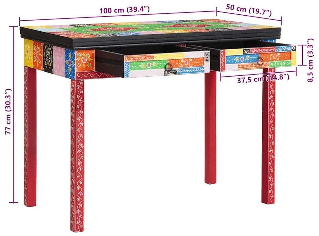 Mesa 100x50x75 cm em Madeira Sólida de Manga