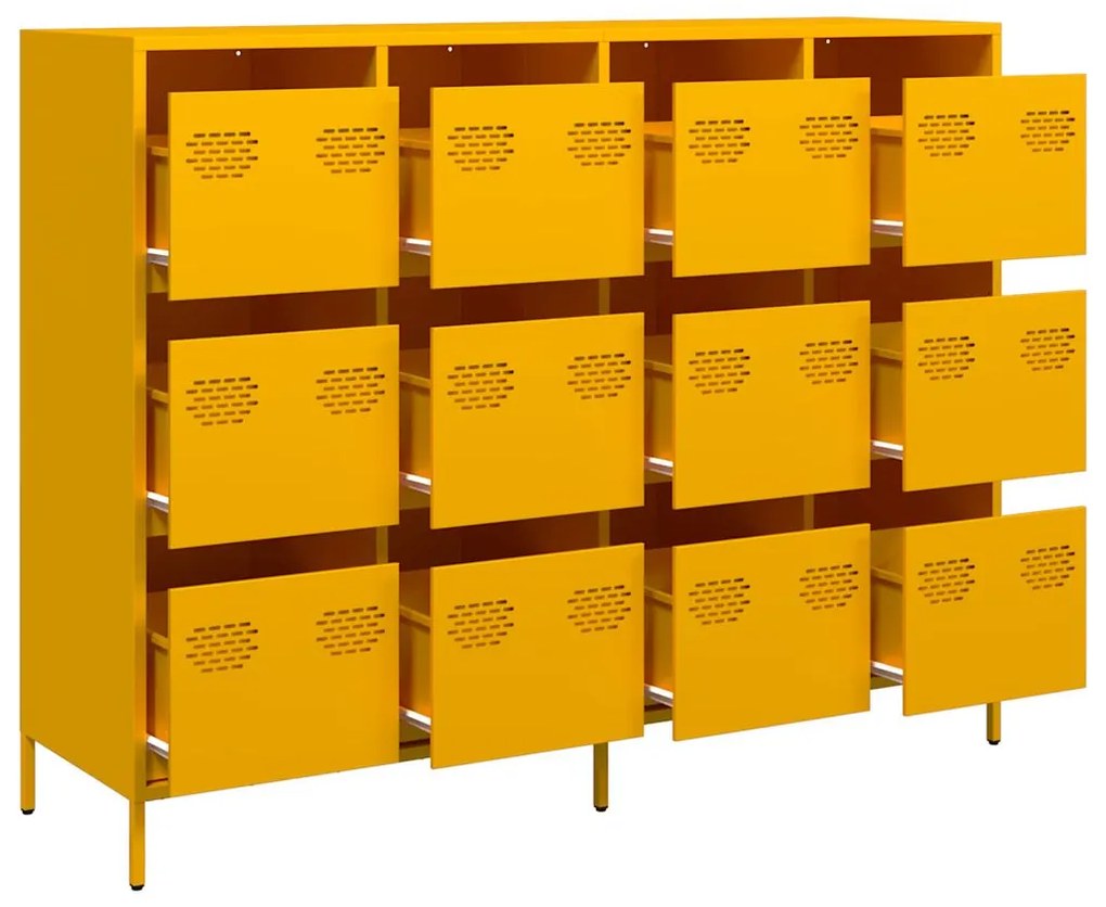 Aparador 135x39x103,5 cm aço laminado a frio amarelo mostarda