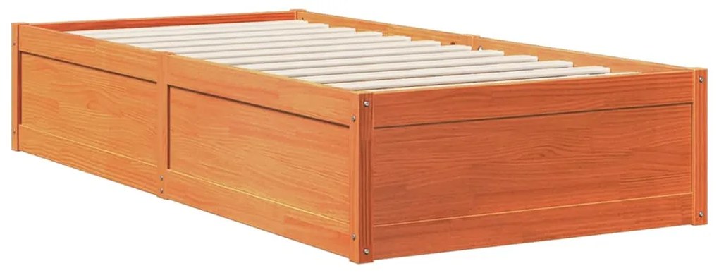 Cama com estante sem colchão 75x190cm pinho maciço castanho-mel