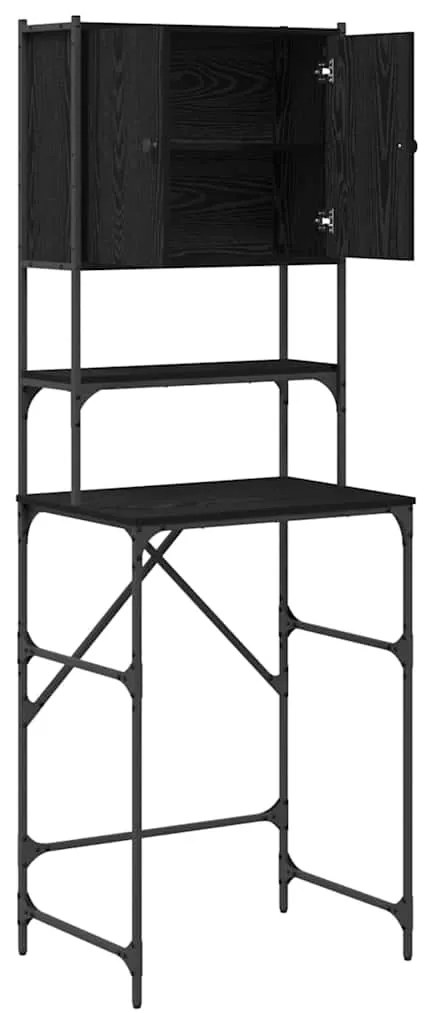Armário para Máquina de Lavar Carvalho Preto 68x48.5x194 cm