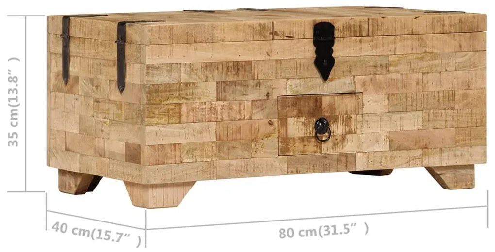 Mesa de centro madeira de mangueira maciça 80x40x35 cm