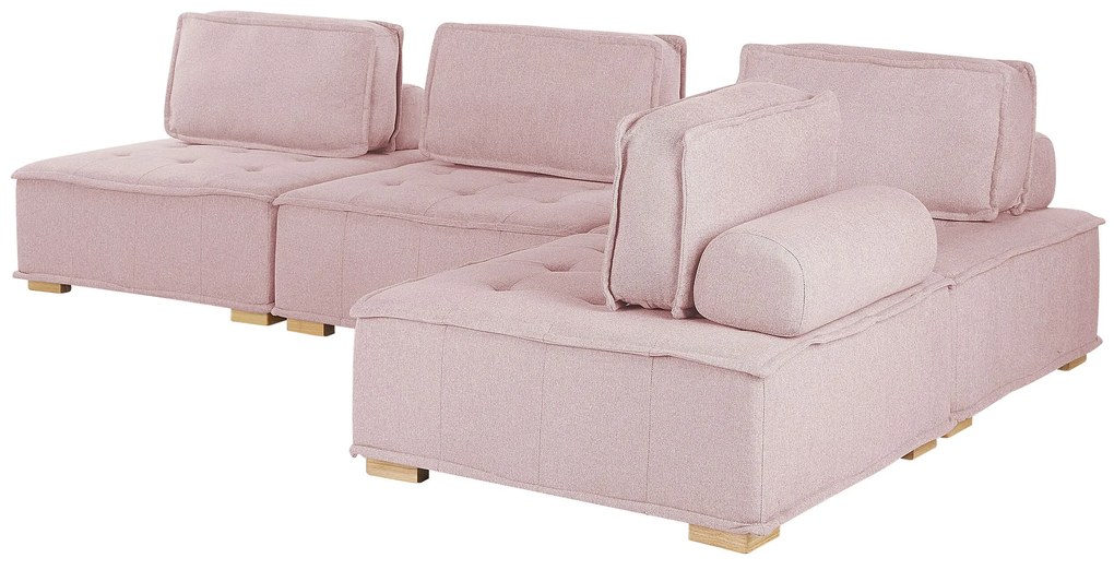 Sofá de canto modular para 4 pessoas em rosa TIBRO Beliani