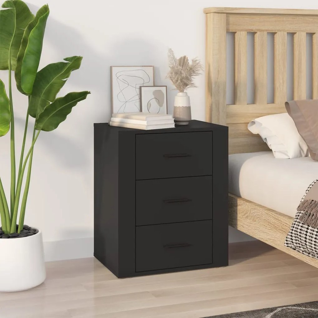 816713 vidaXL Mesa de cabeceira 50x36x60 cm derivados de madeira preto