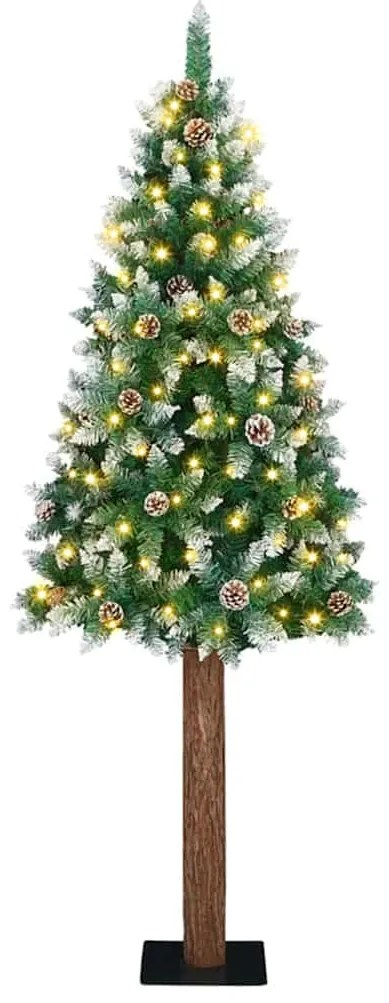 vidaXL Árvore de Natal Slim com 300 LEDs com suporte Verde 210 cm