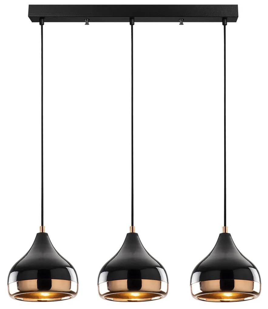 Candeeiro de Teto Yildo – Preto e Cobre – 67 x 17 cm