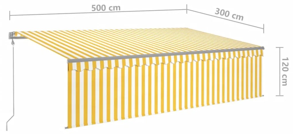 Toldo retrátil automático com estore 5x3 m amarelo e branco