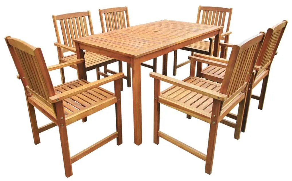 vidaXL 7 pcs conjunto de jantar de exterior madeira acácia maciça