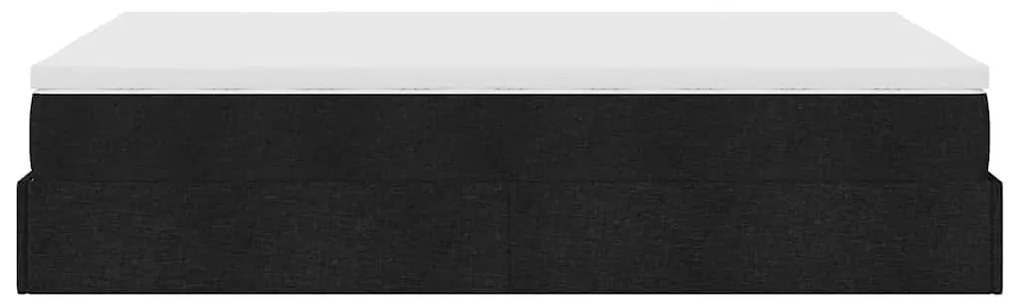 Estrutura de cama otomana com colchão preto 120x190 cm tecido