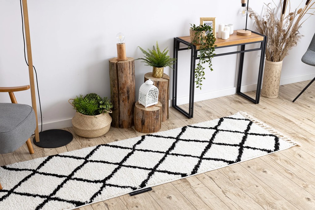 Tapete, Passadeira BERBER CROSS branco - para cozinha, ante-sala, corredor