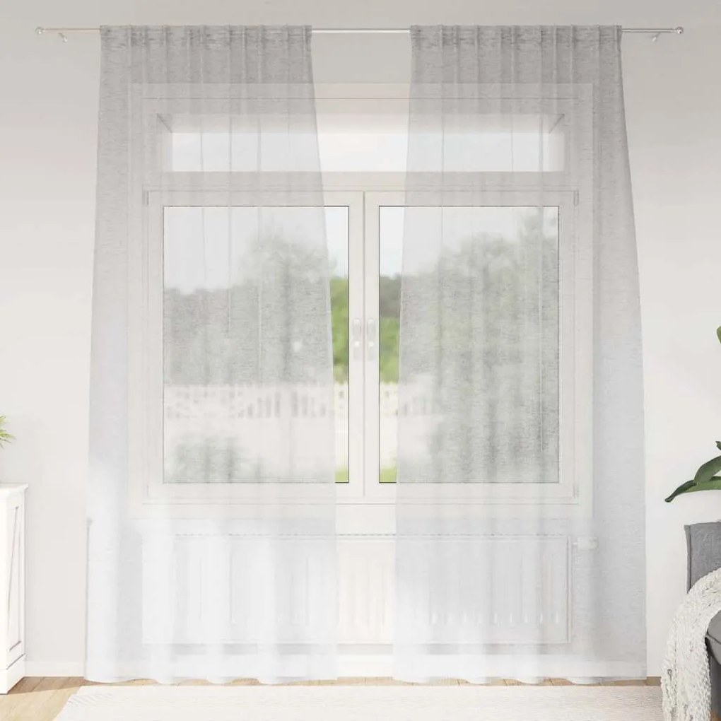 vidaXL Cortina de Voile 2 pcs Cinzento-claro 260 x 140 cm Poliéster