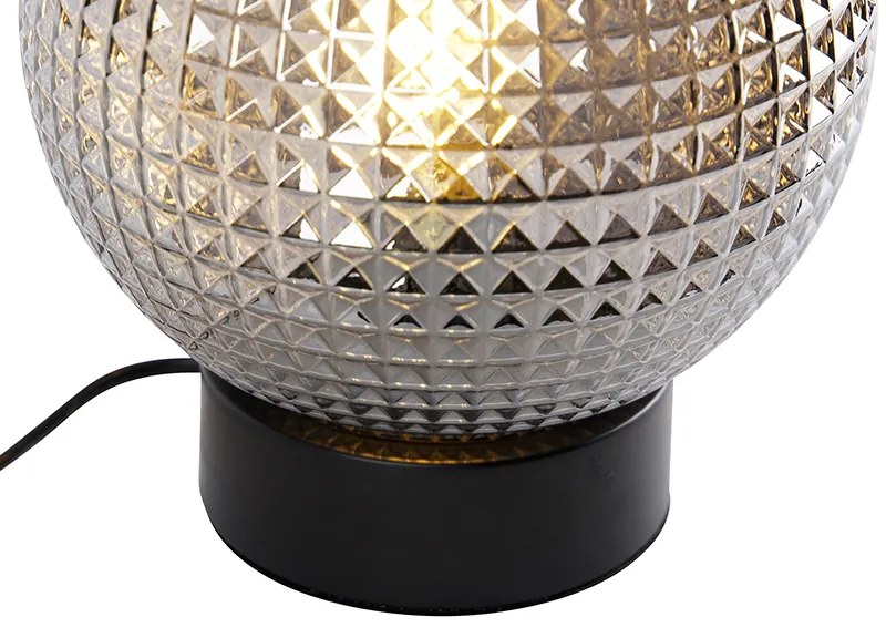 Candeeiro de mesa Art Déco preto vidro fumê - SPHERE Art Deco