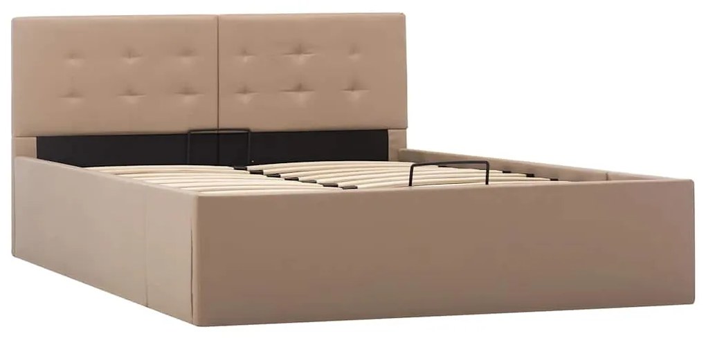 Cama hidráulica c/ arrumação 120x200cm couro artif. cappuccino