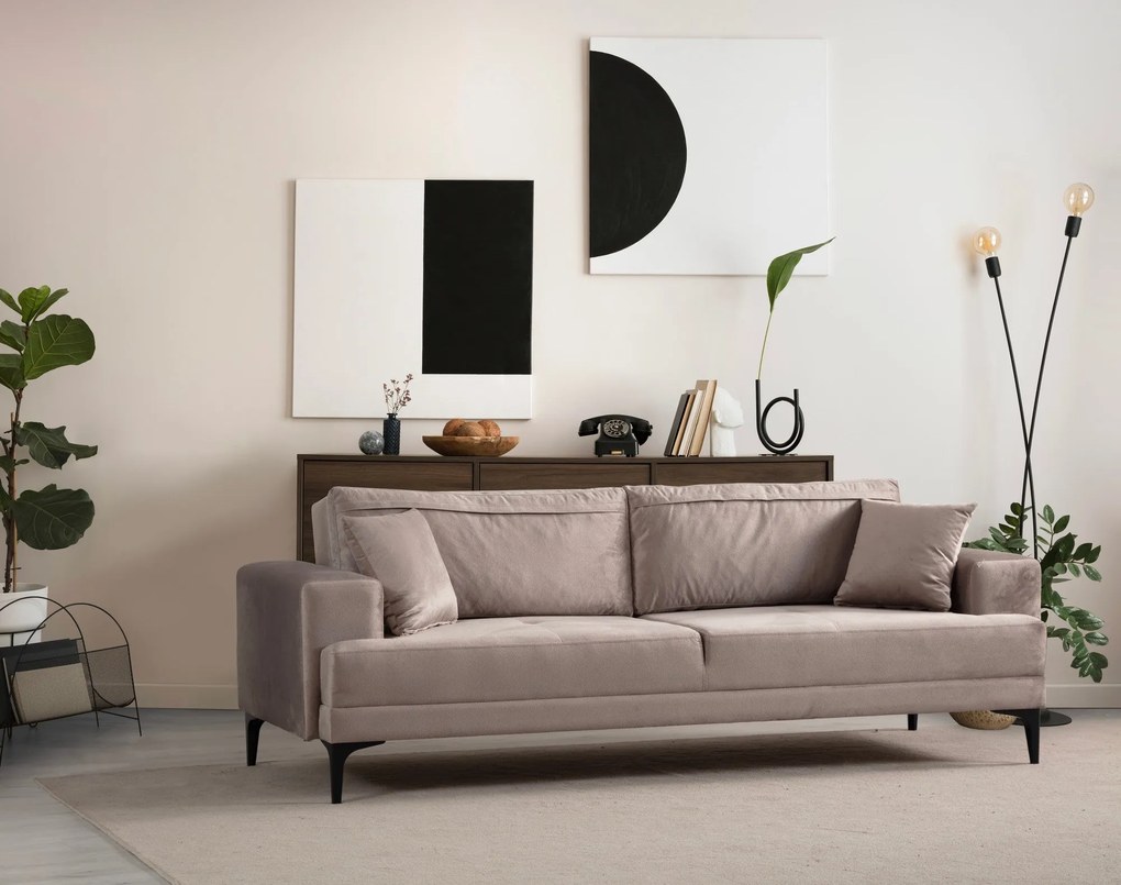 Sofá de 3 Lugares Astana – Bege – 234x78x100 cm