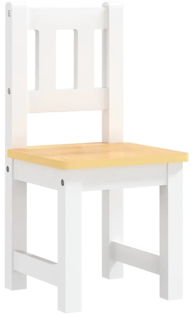 3 pcs conjunto mesa e cadeiras infantil MDF branco e bege
