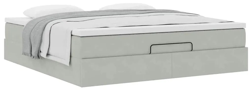 Estrutura de cama otomana com colchão 180x200 cm cinzento claro