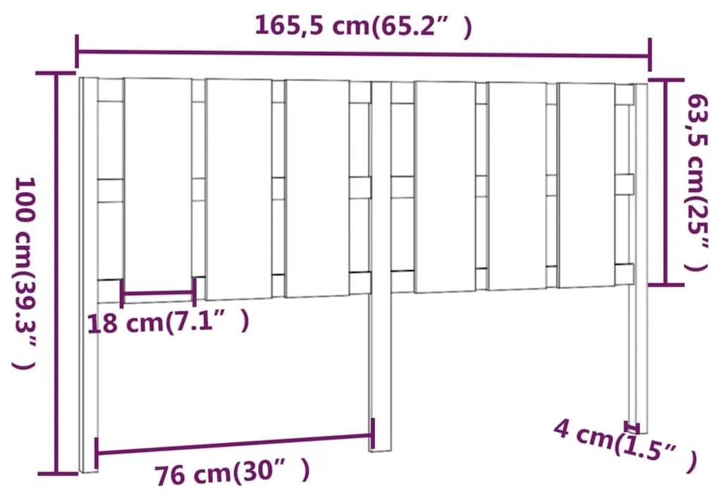 Cabeceira de cama 165,5x4x100 cm pinho maciço cinzento