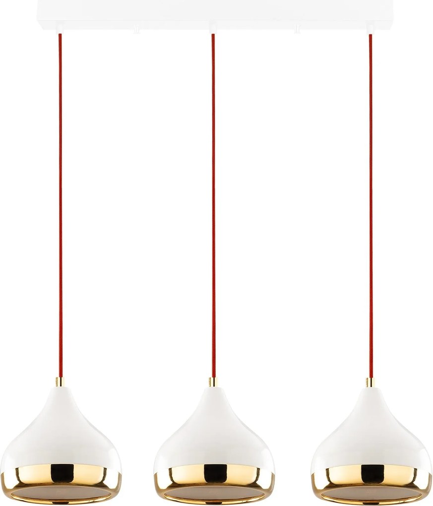 Candeeiro de Teto Yildo - Branco, Vermelho, Dourado - 67 x 17 cm