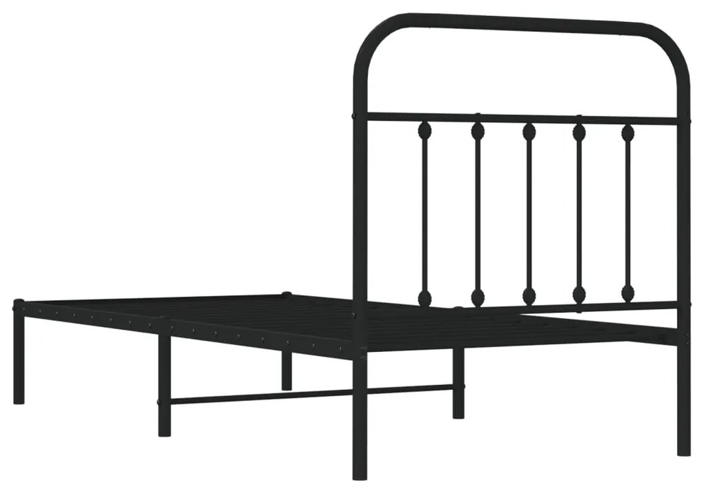 Estrutura de cama com cabeceira 90x200 cm metal preto