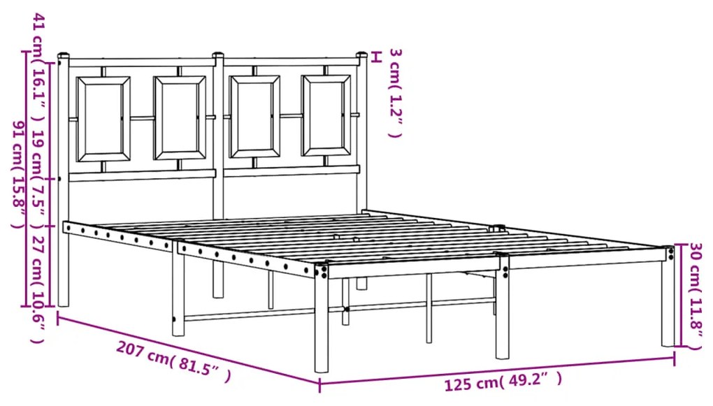 Estrutura de cama com cabeceira 120x200 cm metal branco