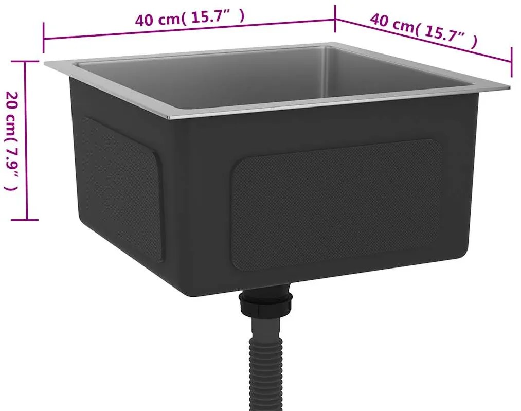 Lava-louça de cozinha artesanal aço inoxidável preto