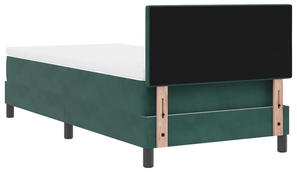 Cama Box com Colchão vidaXL Verde Escuro 100x200 cm Veludo
