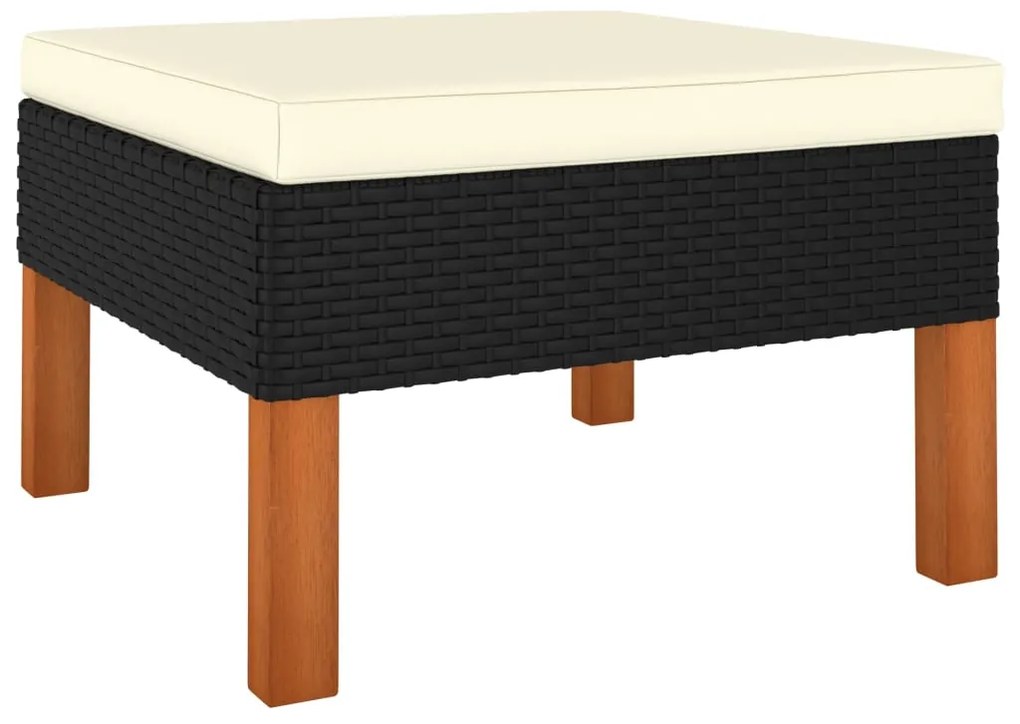 10 pcs conjunto lounge de jardim c/ almofadões vime PE preto