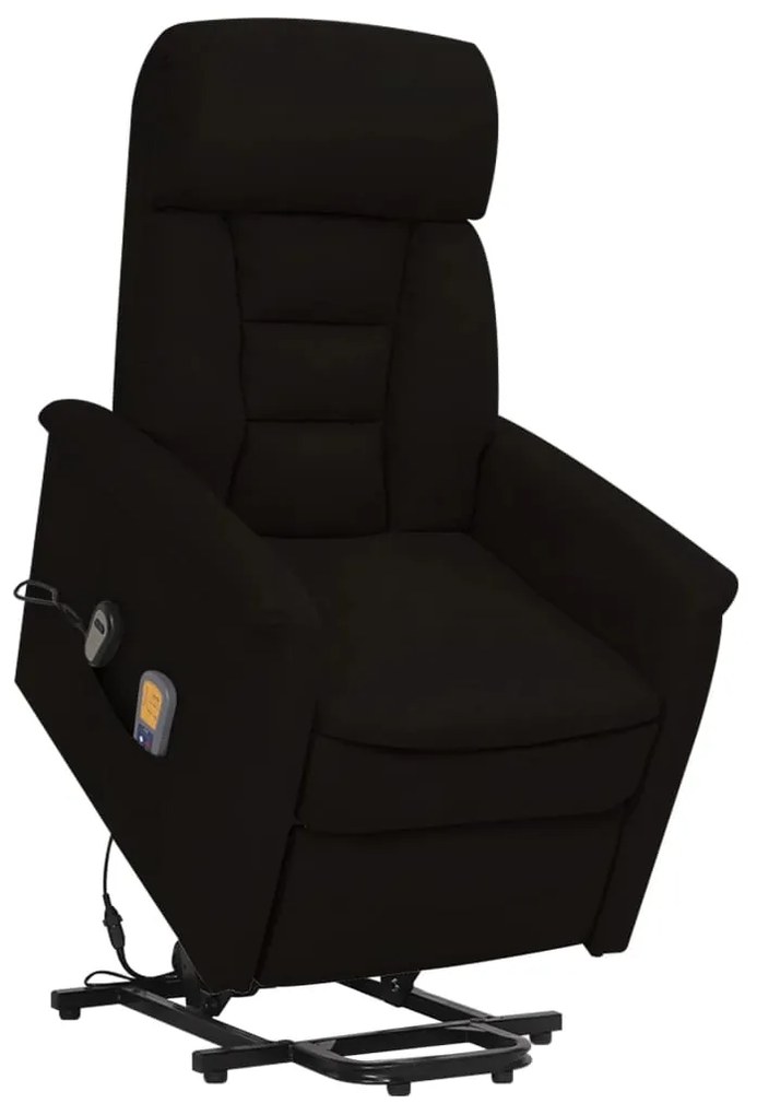 vidaXL Poltrona elevatória de massagens tecido de microfibra preto