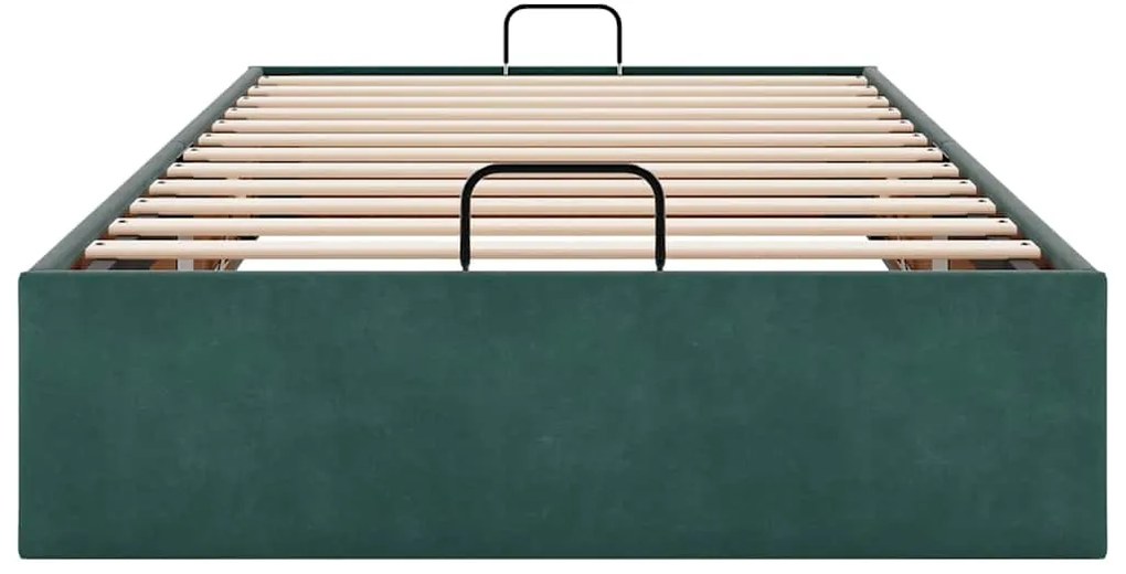 Ottoman Bed Frame Sem Colchão Verde Escuro 90x200 cm Veludo