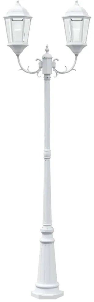 Poste de Luz de Jardim com 2 Lâmpadas E27 Branco 235 cm Alumínio