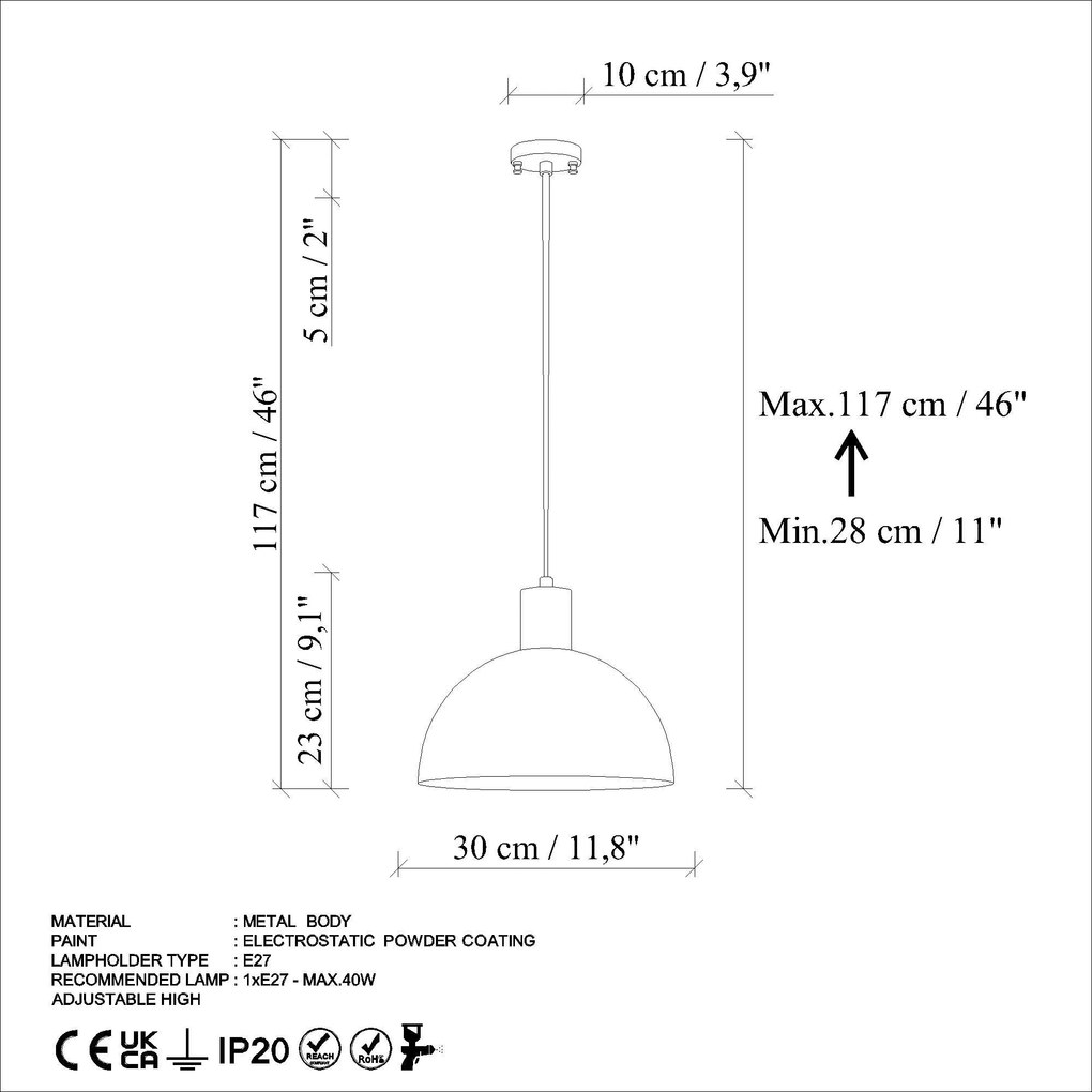 Candeeiro de Teto Kure – Antiquation – Ø30 h:23 cm
