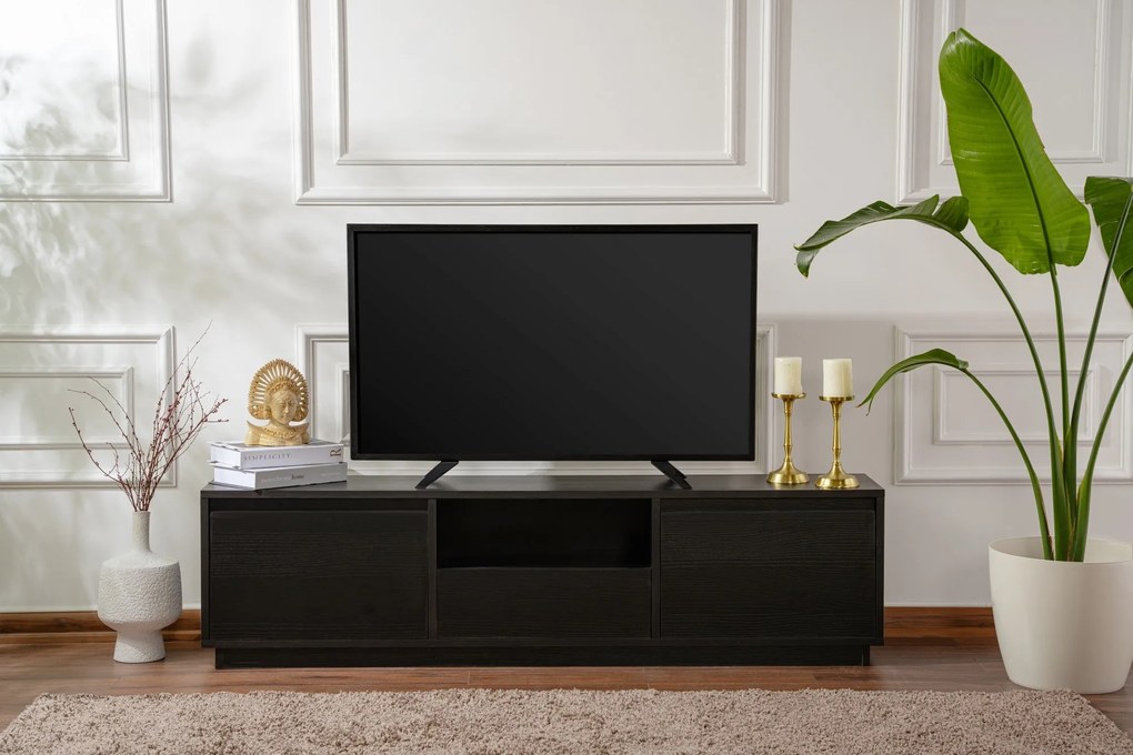Móvel para TV Vanguard – Preto Madeira – 160x42x29,5 cm