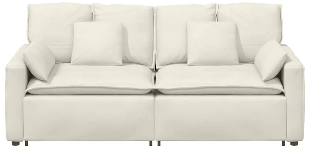 Sofá modular com almofadas creme