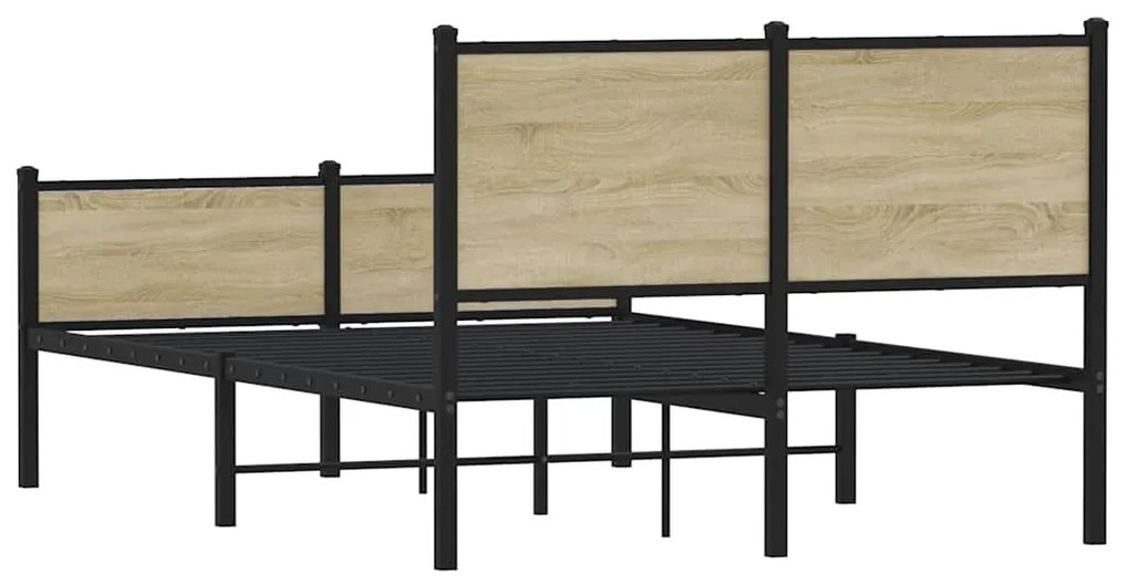 Estrutura de cama sem colchão 120x190 cm metal carvalho sonoma