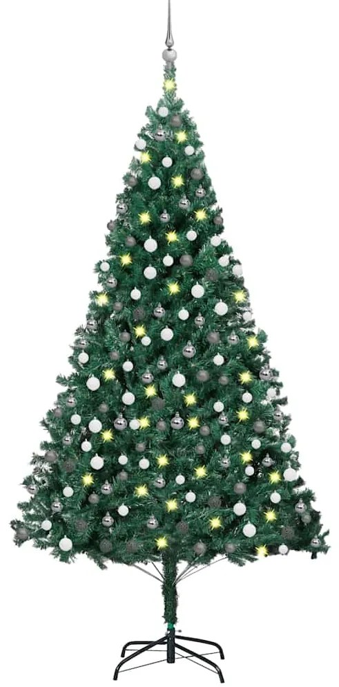 vidaXL Árvore Natal artificial pré-iluminada c/ bolas 240 cm verde
