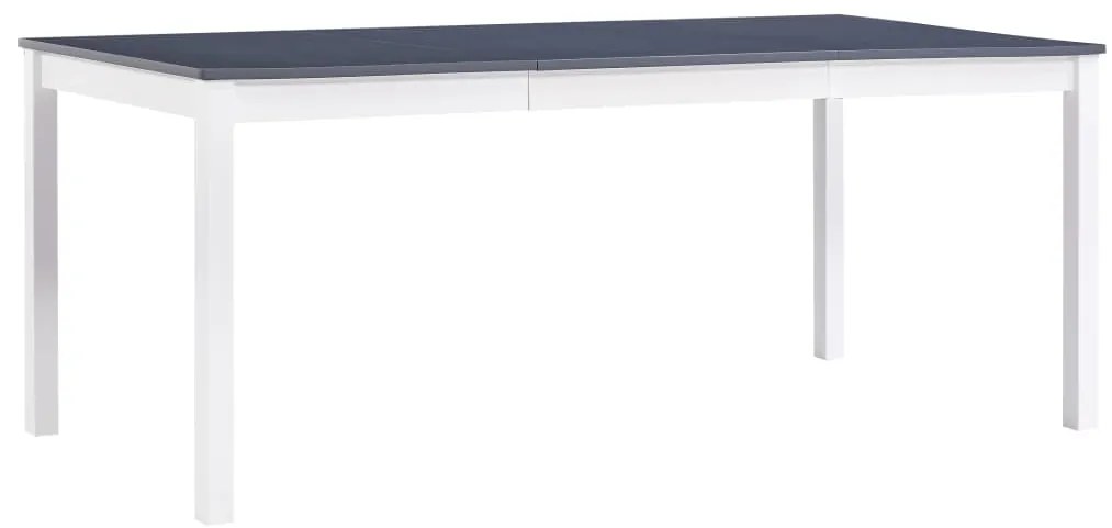 Mesa de jantar 180x90x73 cm madeira de pinho branco e cinzento