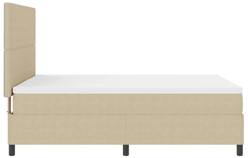 Cama Box Spring com Colchão &amp; Luz LED Verde Cinza 140x200 cm Tecido de