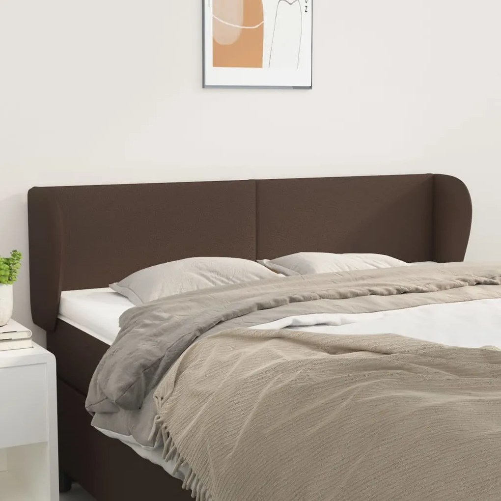 vidaXL Cabeceira cama c/ abas couro artificial 147x23x78/88cm castanho